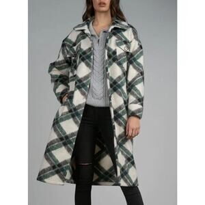 Elan Oversized Green Plaid Shirt Jacket